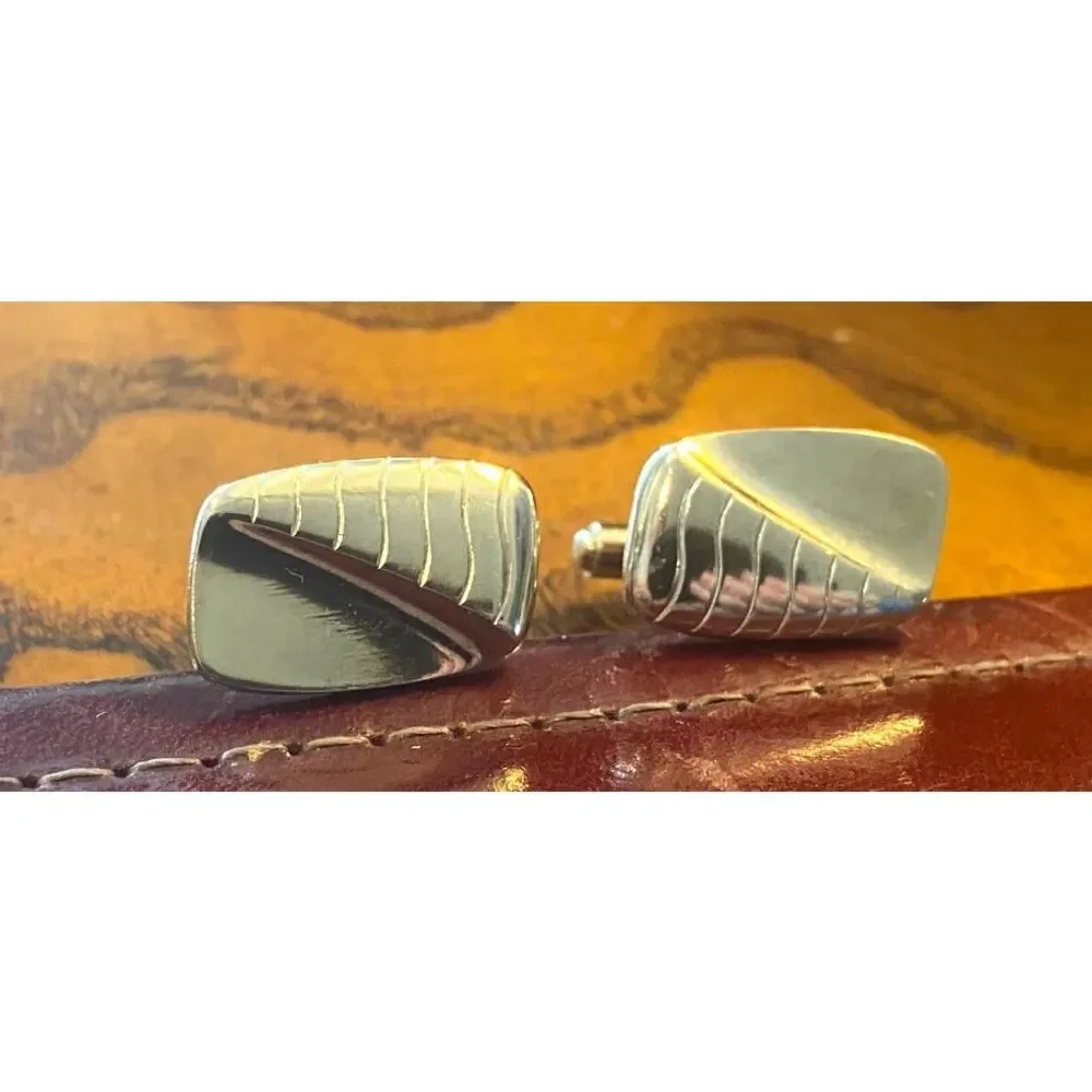 Men's VTG Silver Tone Cufflinks, Classic Deesign